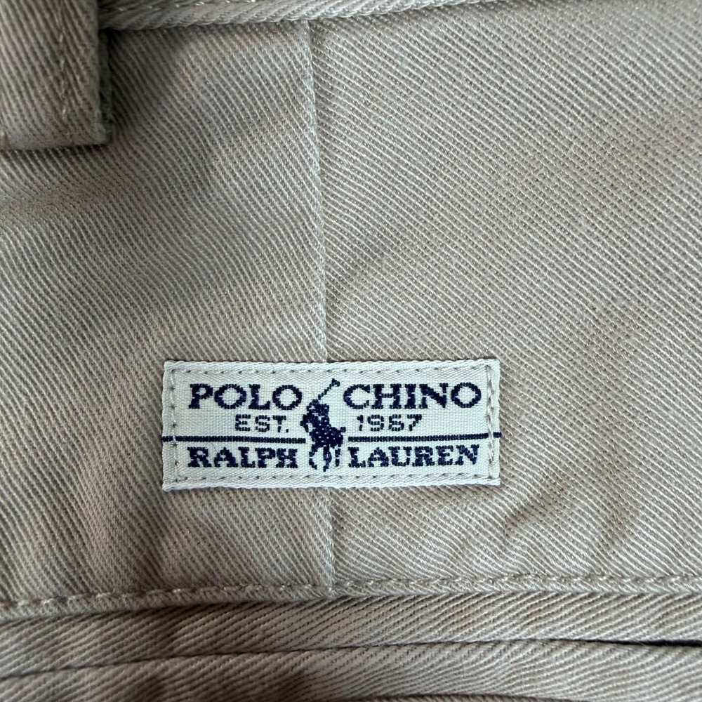 Polo Ralph Lauren Andrew Pant Mens 38x32 Tan Khaki Double Pleated Cotton Chinos - Picture 6 of 13